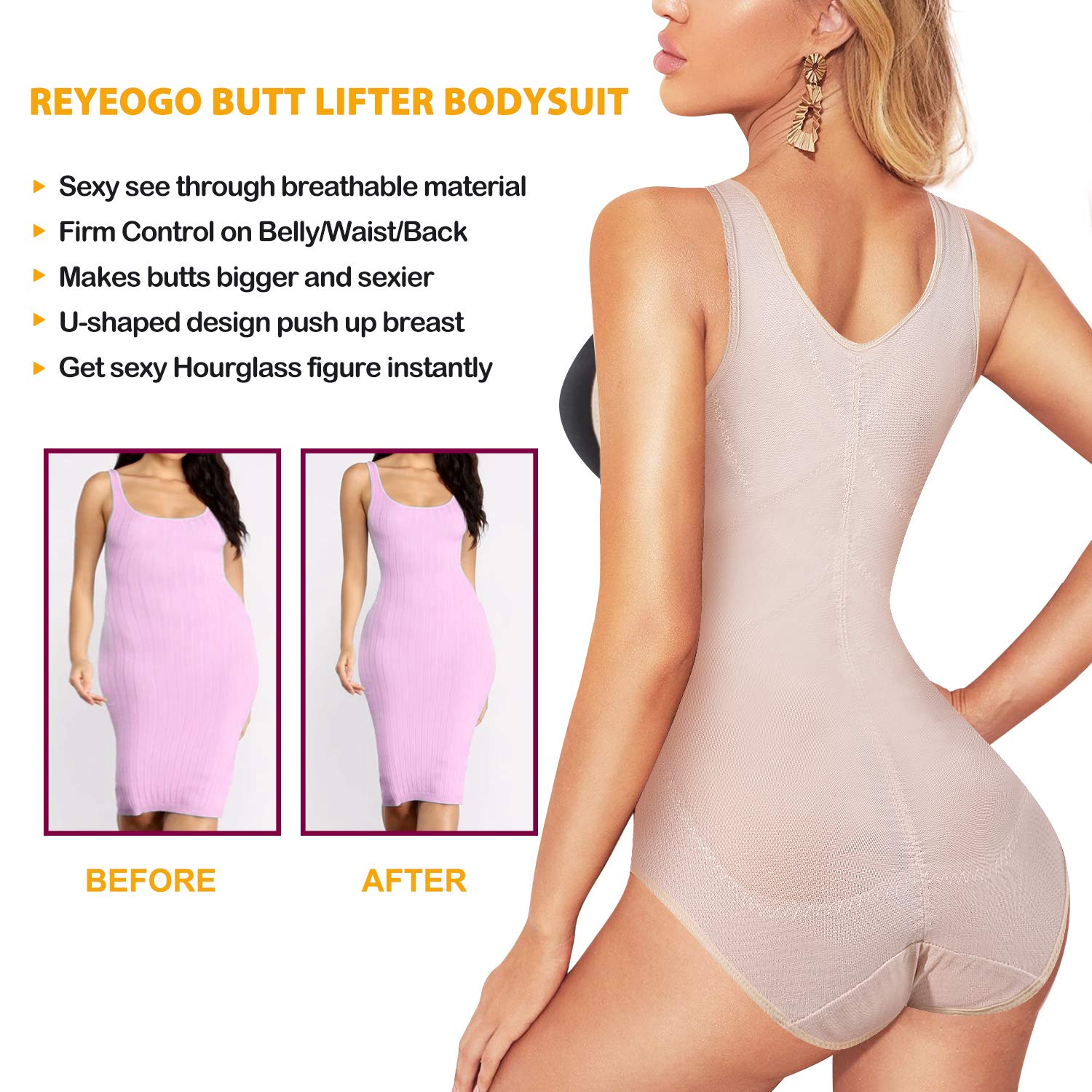 Shapewear Bodysuit for Women Tummy Control Butt Lifter Panty