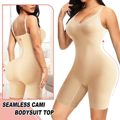 Women Seamless V Neck Bodysuit Tops Slim Fit Full Body Shaper Comfort Shapewear