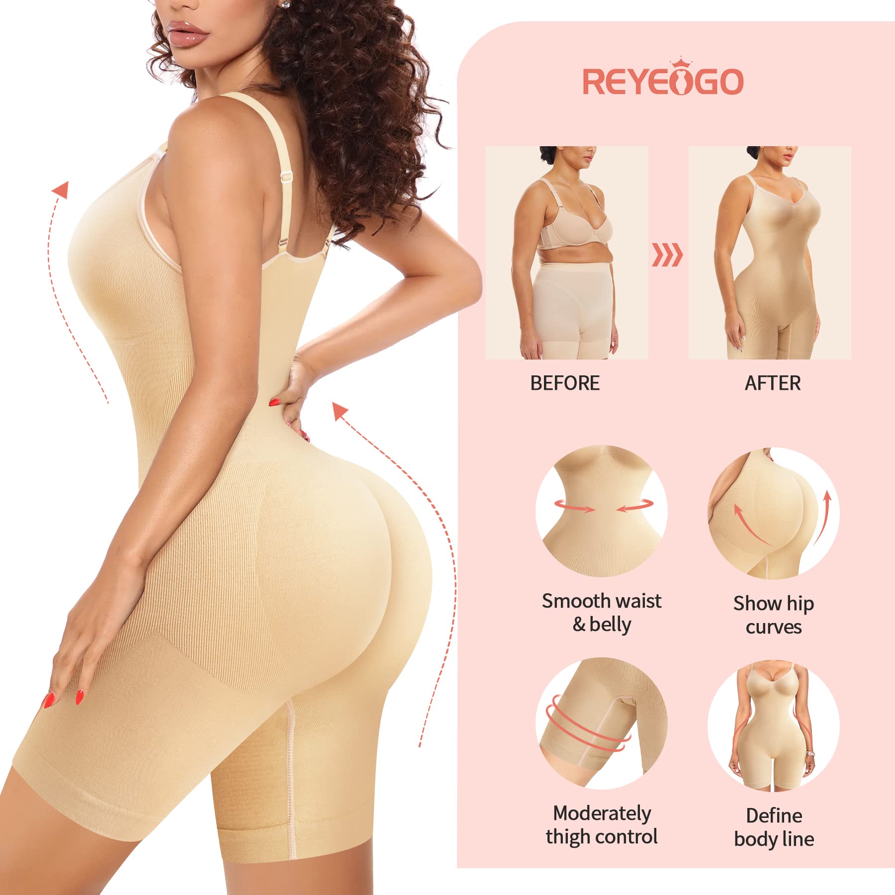 Niwicee Shapewear bodyshaper voor dames, buikcontrole, shaping, bodyshaping, figuurvormend, verstelbare schouderriem, lijfje, sterk vormend, sexy jarretels, taillevormende body's, beige, S Niwicee Shapewear bodyshaper voor dames, buikcontrole, shaping, bodyshaping, figuurvormend, verstelbare schouderriem, lijfje, sterk vormend, sexy jarretels, taillevormende body's, beige, S