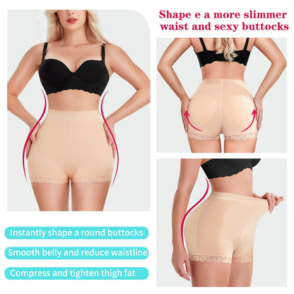 Womens Butt Lifter Padded Lace Panties Seamless Hip Enahncer Body Shaper Boyshort Underwear