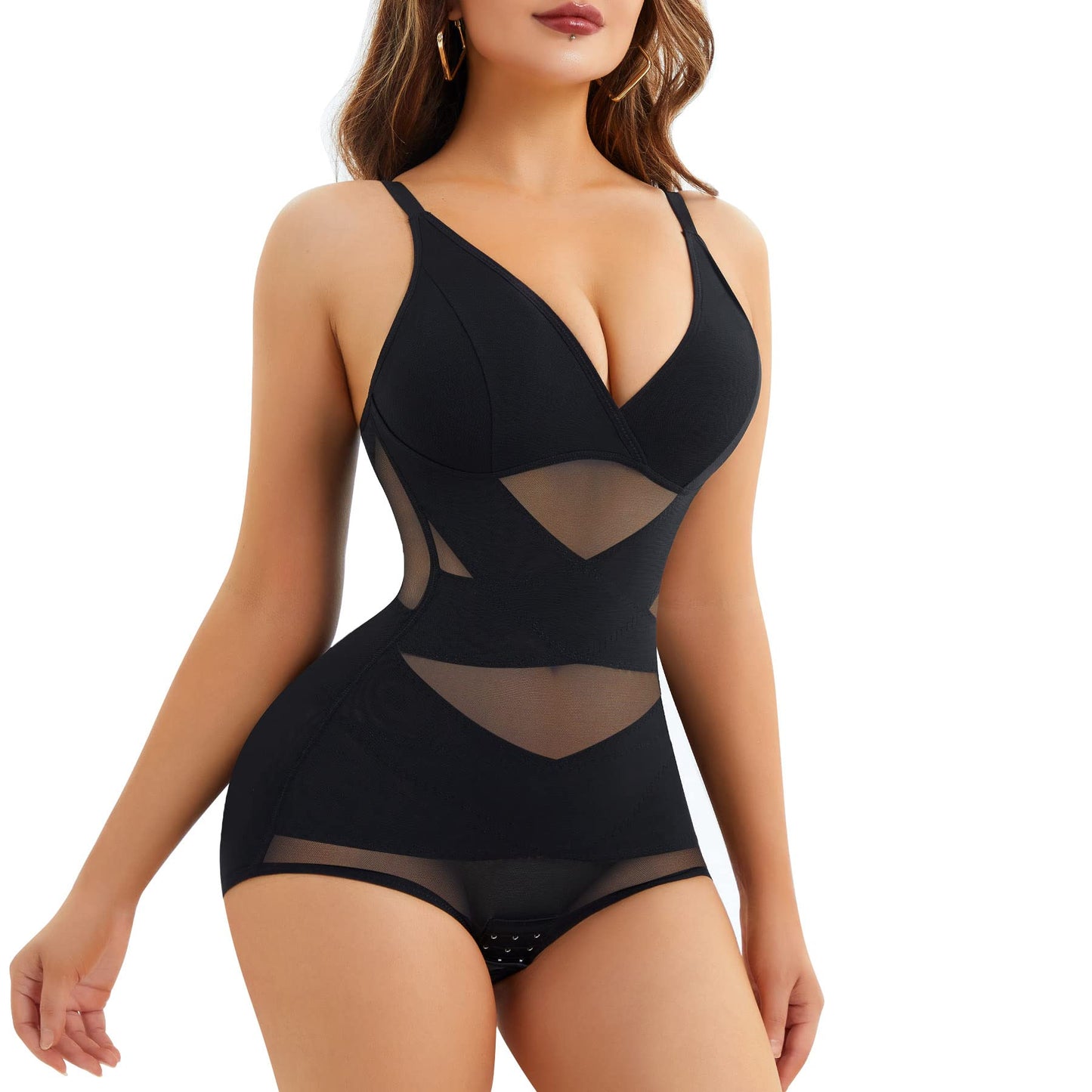 V Neck Bra Bodysuit Shapewear for Women Tummy Control Waist Trainer