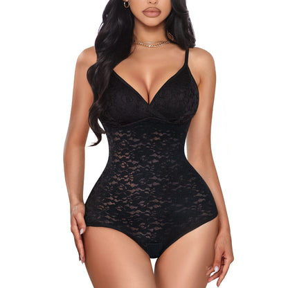 Shapewear Tummy Control Bodysuit Cute Lace Cami V-Neck Tank Top Waist Trainer