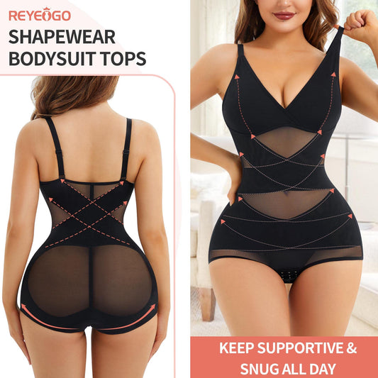 V Neck Bra Bodysuit Shapewear for Women Tummy Control Waist Trainer
