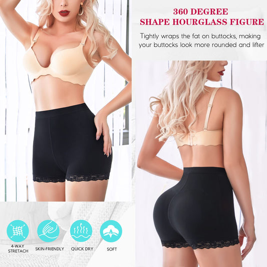 Womens Butt Lifter Padded Lace Panties Seamless Hip Enahncer Body Shaper Boyshort Underwear