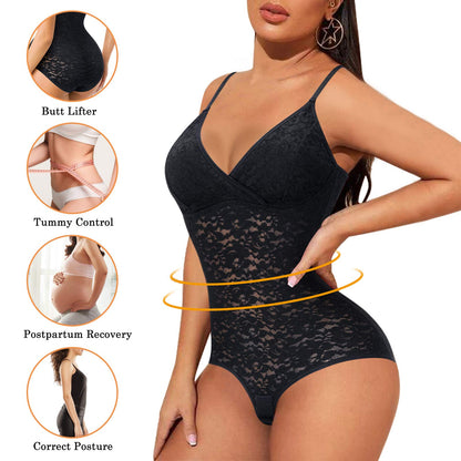 Shapewear Tummy Control Bodysuit Cute Lace Cami V-Neck Tank Top Waist Trainer