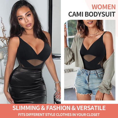 V Neck Bra Bodysuit Shapewear for Women Tummy Control Waist Trainer