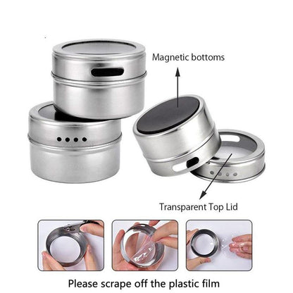 4/6/9 PCS Magnetic Spice Containers Set