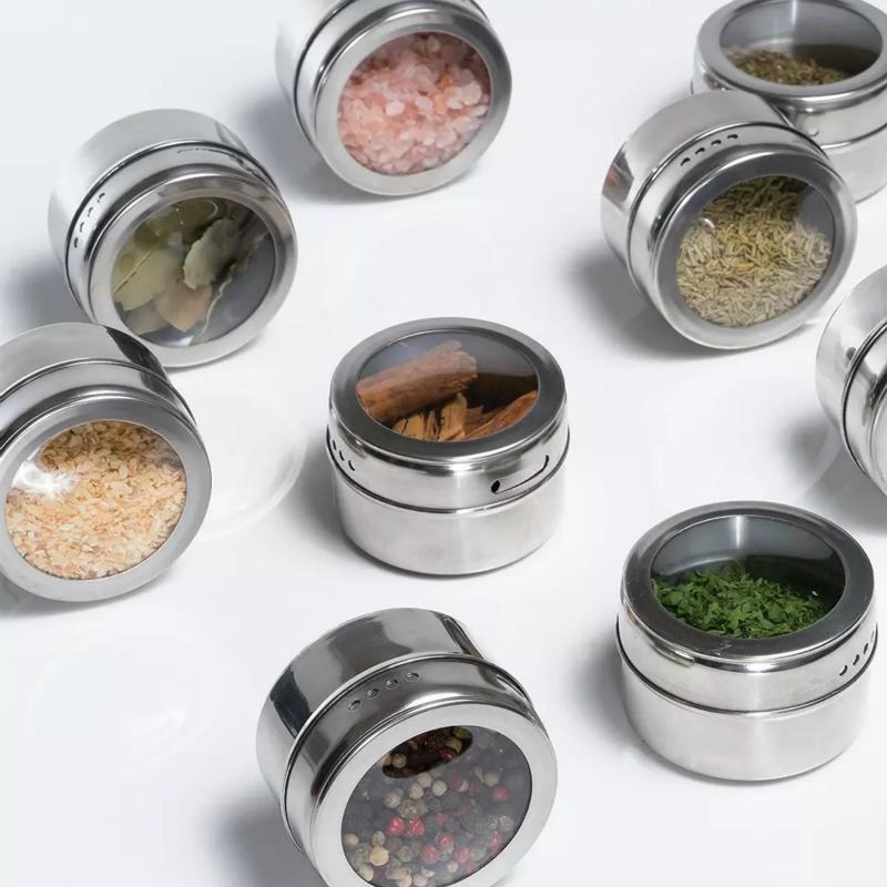 4/6/9 PCS Magnetic Spice Containers Set