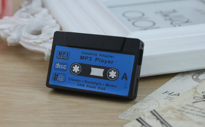 Retro Mini Cassette MP3 Player Black front view