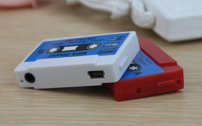 Retro Mini Cassette MP3 Player Blue and Red