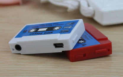 Retro Mini Cassette MP3 Player Blue and Red