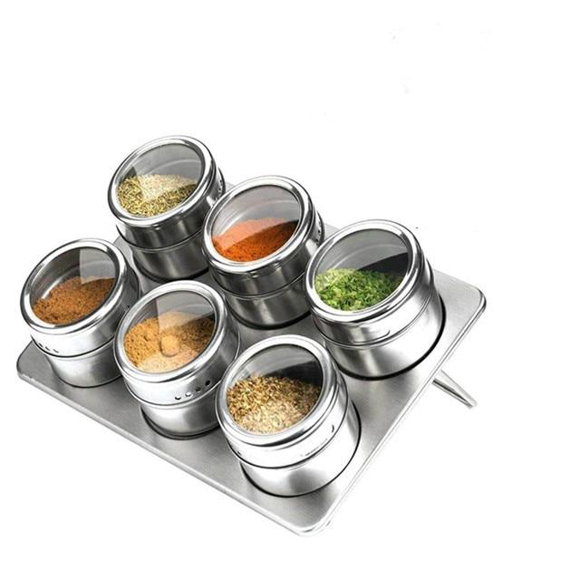 4/6/9 PCS Magnetic Spice Containers Set